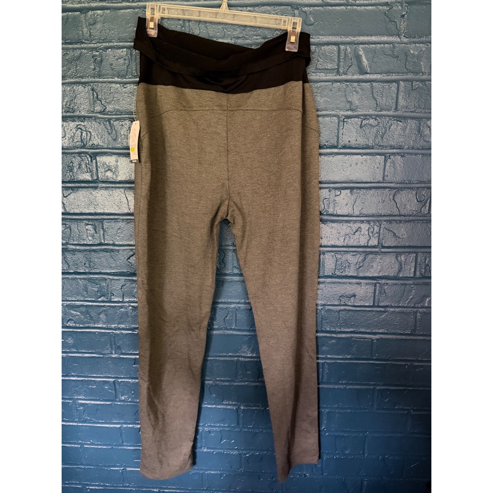 Time and Tru Maternity Ponte Leggings‎ Grey Black Over the Belly Panel Size L